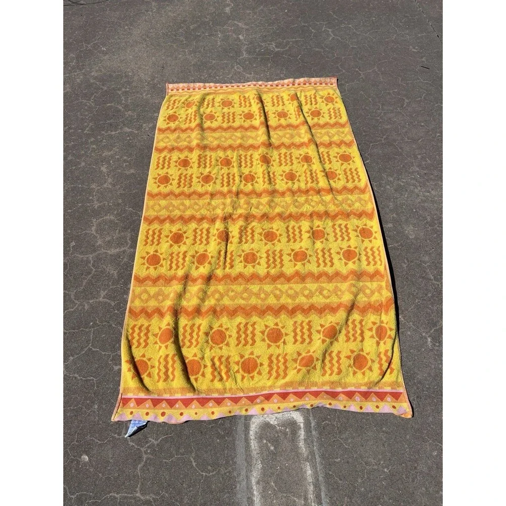 Two VTG Palm Cove Sun Beach Towels Sun Orange Floral Pink Beachtowel 100% cotton